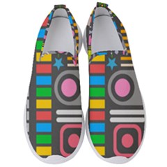 Pattern Geometric Abstract Colorful Arrows Lines Circles Triangles Men s Slip On Sneakers by Grandong