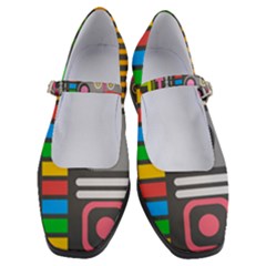 Pattern Geometric Abstract Colorful Arrows Lines Circles Triangles Women s Mary Jane Shoes by Grandong