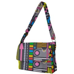 Pattern Geometric Abstract Colorful Arrows Lines Circles Triangles Full Print Messenger Bag (l) by Grandong