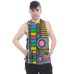 Pattern Geometric Abstract Colorful Arrows Lines Circles Triangles Men s Sleeveless Hoodie by Grandong