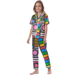 Pattern Geometric Abstract Colorful Arrows Lines Circles Triangles Kids  Satin Short Sleeve Pajamas Set by Grandong