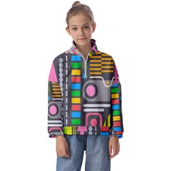 Pattern Geometric Abstract Colorful Arrows Lines Circles Triangles Kids  Half Zip Hoodie by Grandong