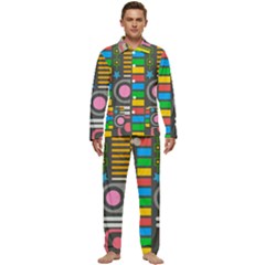 Pattern Geometric Abstract Colorful Arrows Lines Circles Triangles Men s Long Sleeve Velvet Pocket Pajamas Set by Grandong