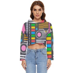 Pattern Geometric Abstract Colorful Arrows Lines Circles Triangles Women s Lightweight Cropped Hoodie by Grandong