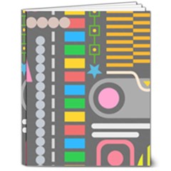 Pattern Geometric Abstract Colorful Arrows Lines Circles Triangles 8  X 10  Hardcover Notebook by Grandong