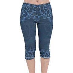 Floral Digital Velvet Capri Leggings  by Grandong