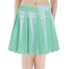 Flower Branch Corolla Wreath Lease Pleated Mini Skirt by Grandong