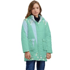 Flower Branch Corolla Wreath Lease Kids  Hooded Longline Puffer Jacket by Grandong