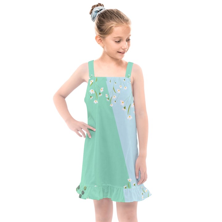 Flower Branch Corolla Wreath Lease Kids  Overall Dress