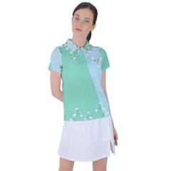 Flower Branch Corolla Wreath Lease Women s Polo T-shirt