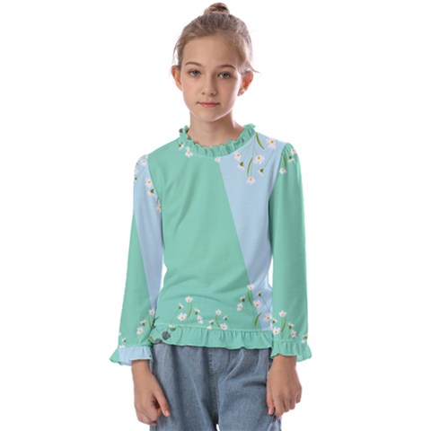 Flower Branch Corolla Wreath Lease Kids  Frill Detail T-shirt by Grandong