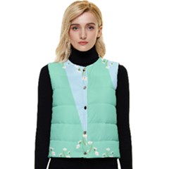 Flower Branch Corolla Wreath Lease Women s Button Up Puffer Vest