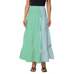 Flower Branch Corolla Wreath Lease Tiered Ruffle Maxi Skirt