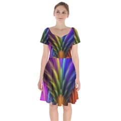 Abstract Colors - , Abstract Colors Short Sleeve Bardot Dress