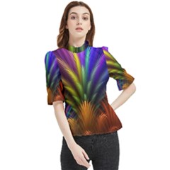 Abstract Colors - , Abstract Colors Frill Neck Blouse