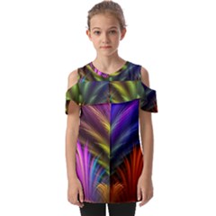 Abstract Colors - , Abstract Colors Fold Over Open Sleeve Top