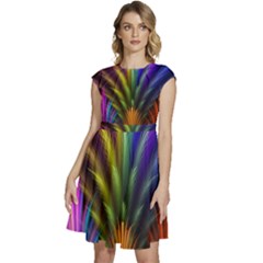 Abstract Colors - , Abstract Colors Cap Sleeve High Waist Dress by nateshop