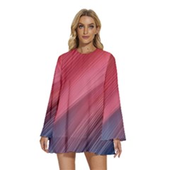 Abstract, Lines Round Neck Long Sleeve Bohemian Style Chiffon Mini Dress by nateshop