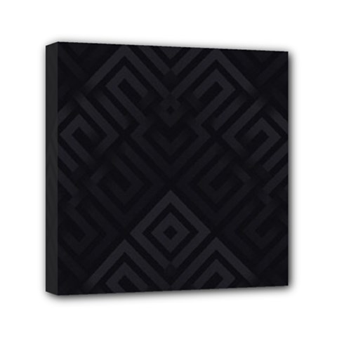 Black Pattern, Black, Pattern Mini Canvas 6  X 6  (stretched) by nateshop