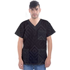 Black Pattern, Black, Pattern Men s V-neck Scrub Top