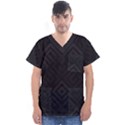 Black Pattern, Black, Pattern Men s V-Neck Scrub Top View1