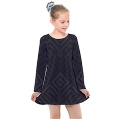 Black Pattern, Black, Pattern Kids  Long Sleeve Dress