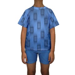 Blue Pattern Texture Kids  Short Sleeve Swimwear by nateshop