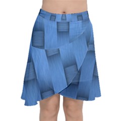 Blue Pattern Texture Chiffon Wrap Front Skirt