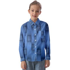 Blue Pattern Texture Kids  Long Sleeve Shirt by nateshop