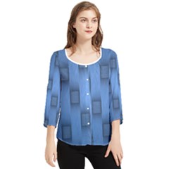 Blue Pattern Texture Chiffon Quarter Sleeve Blouse