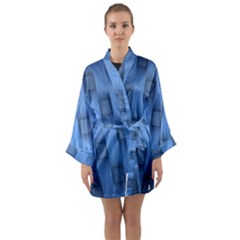 Blue Pattern Texture Long Sleeve Satin Kimono by nateshop