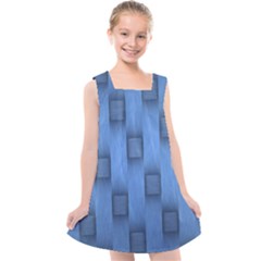 Blue Pattern Texture Kids  Cross Back Dress by nateshop