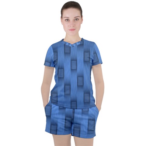 Blue Pattern Texture Women s T-shirt And Shorts Set by nateshop