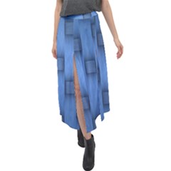 Blue Pattern Texture Velour Split Maxi Skirt by nateshop