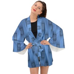 Blue Pattern Texture Long Sleeve Kimono by nateshop