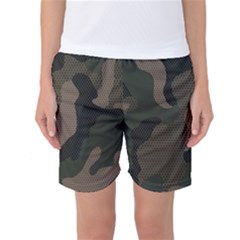 Camo, Abstract, Beige, Black, Brown Military, Mixed, Olive Women s Basketball Shorts by nateshop