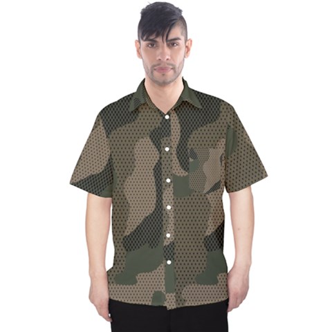 Camo, Abstract, Beige, Black, Brown Military, Mixed, Olive Men s Hawaii Shirt by nateshop