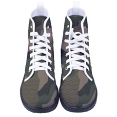 Camo, Abstract, Beige, Black, Brown Military, Mixed, Olive Men s High-top Canvas Sneakers by nateshop