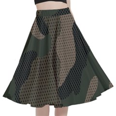 Camo, Abstract, Beige, Black, Brown Military, Mixed, Olive A-line Full Circle Midi Skirt With Pocket by nateshop