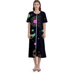 Colartive, Aesthetic, Amoled, Black, Colorful, Desenho Women s Cotton Short Sleeve Night Gown