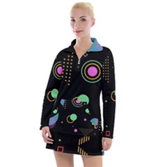 Colartive, Aesthetic, Amoled, Black, Colorful, Desenho Women s Long Sleeve Casual Dress by nateshop