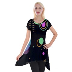 Colartive, Aesthetic, Amoled, Black, Colorful, Desenho Short Sleeve Side Drop Tunic