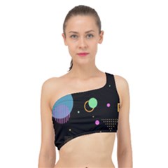 Colartive, Aesthetic, Amoled, Black, Colorful, Desenho Spliced Up Bikini Top 