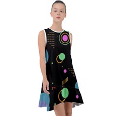 Colartive, Aesthetic, Amoled, Black, Colorful, Desenho Frill Swing Dress by nateshop