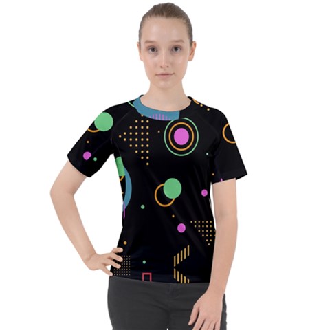 Colartive, Aesthetic, Amoled, Black, Colorful, Desenho Women s Sport Raglan T-shirt by nateshop