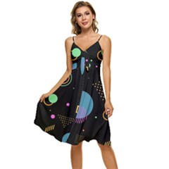 Colartive, Aesthetic, Amoled, Black, Colorful, Desenho Sleeveless Tie Front Chiffon Dress by nateshop