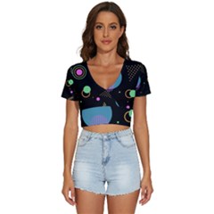 Colartive, Aesthetic, Amoled, Black, Colorful, Desenho V-neck Crop Top by nateshop