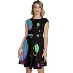 Colartive, Aesthetic, Amoled, Black, Colorful, Desenho Cap Sleeve High Waist Dress by nateshop