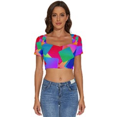 Colors, Color Short Sleeve Square Neckline Crop Top  by nateshop