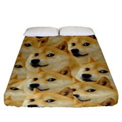 Doge, Memes, Pattern Fitted Sheet (queen Size) by nateshop